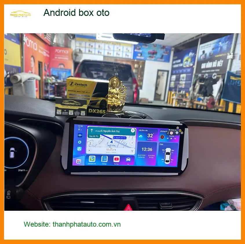 Cô Mai Anh lắp Android box oto Hyundai Santa Fe tại Quận Thủ Đức để tiện đường