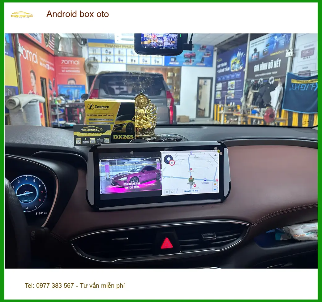 Cô Mai Anh lắp Android box oto Hyundai Santa Fe tại Quận Thủ Đức để tiện đường ảnh thực tế 3
