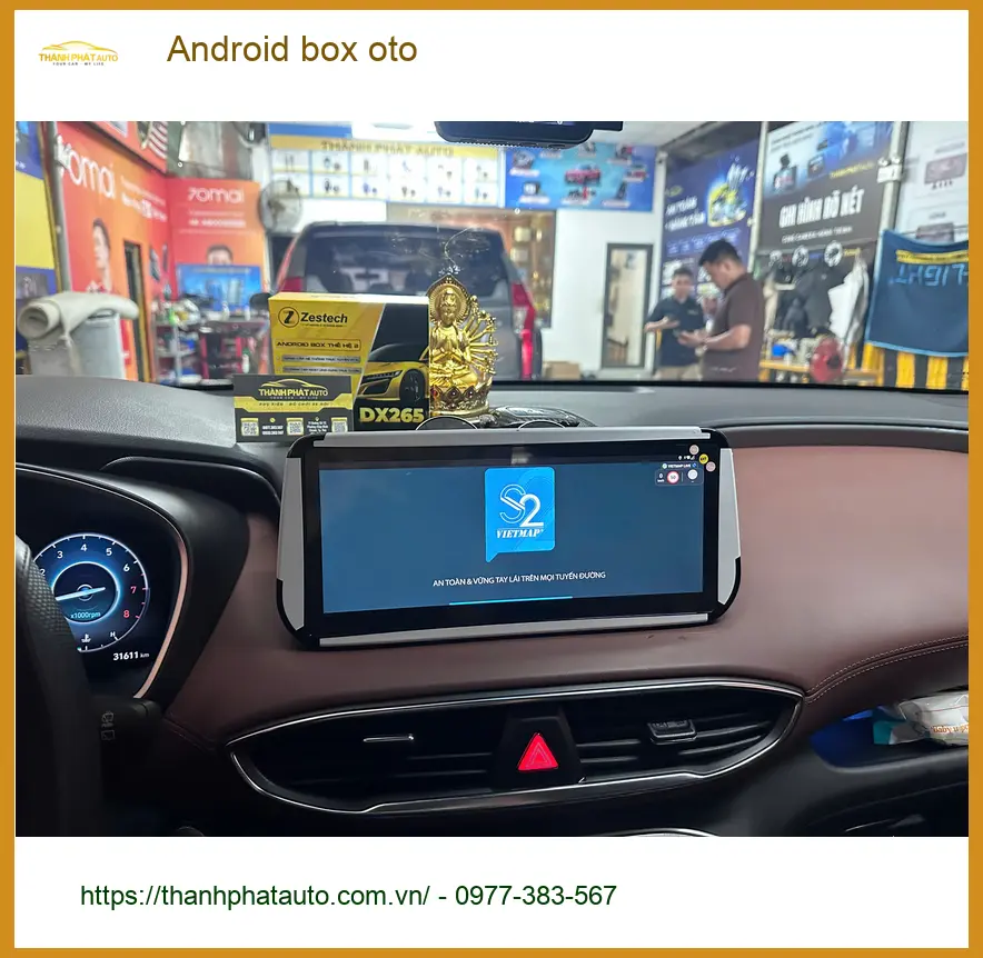 Cô Mai Anh lắp Android box oto Hyundai Santa Fe tại Quận Thủ Đức để tiện đường ảnh thực tế 4