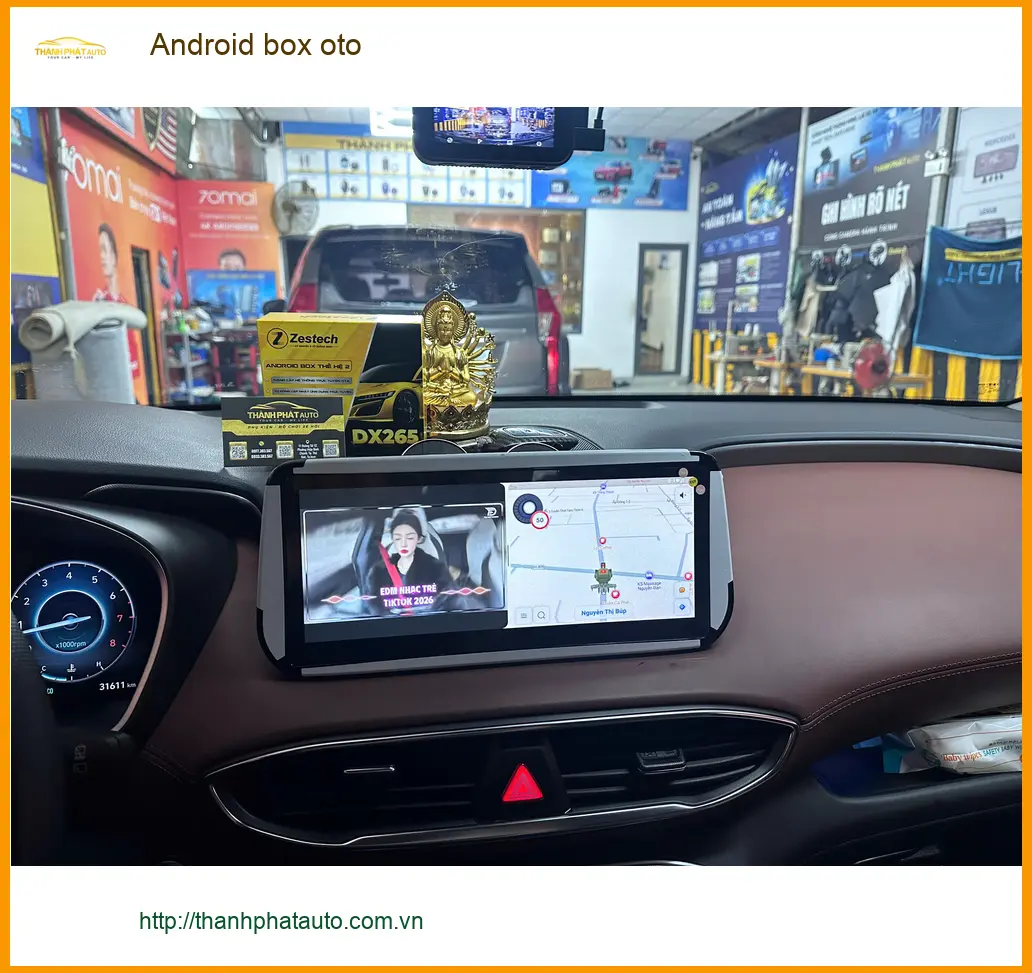 Cô Mai Anh lắp Android box oto Hyundai Santa Fe tại Quận Thủ Đức để tiện đường ảnh thực tế 5