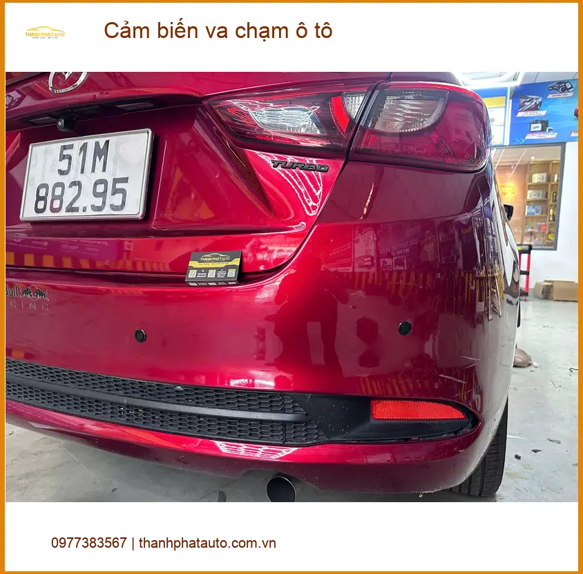 Anh Quốc Bảo lắp cảm biến va chạm ô tô cho Mazda CX-5 tại Bình Chánh tránh va quẹt ảnh thực tế 2