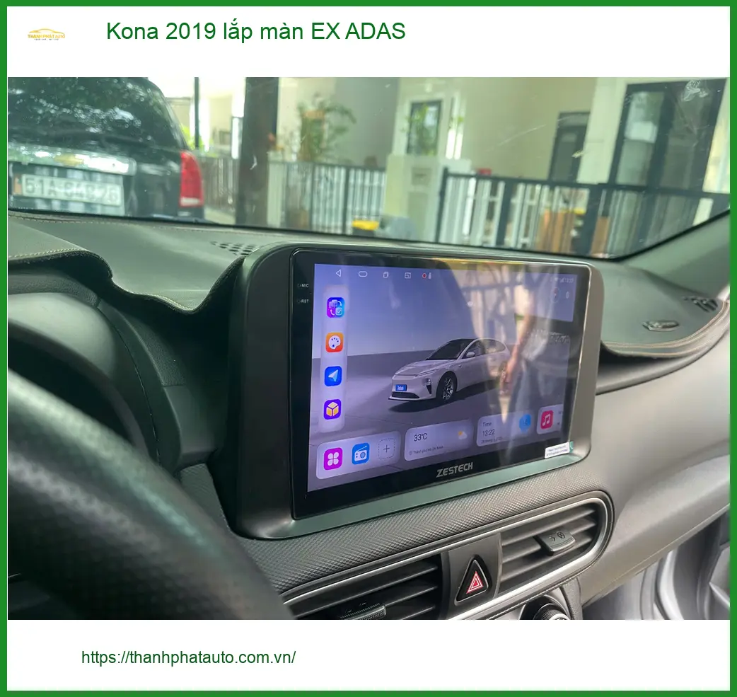 Anh Bách lắp màn hình EX ADAS cho Kona 2019 tại Quận Phú Nhuận để lái xe an toàn hơn ảnh thực tế 2