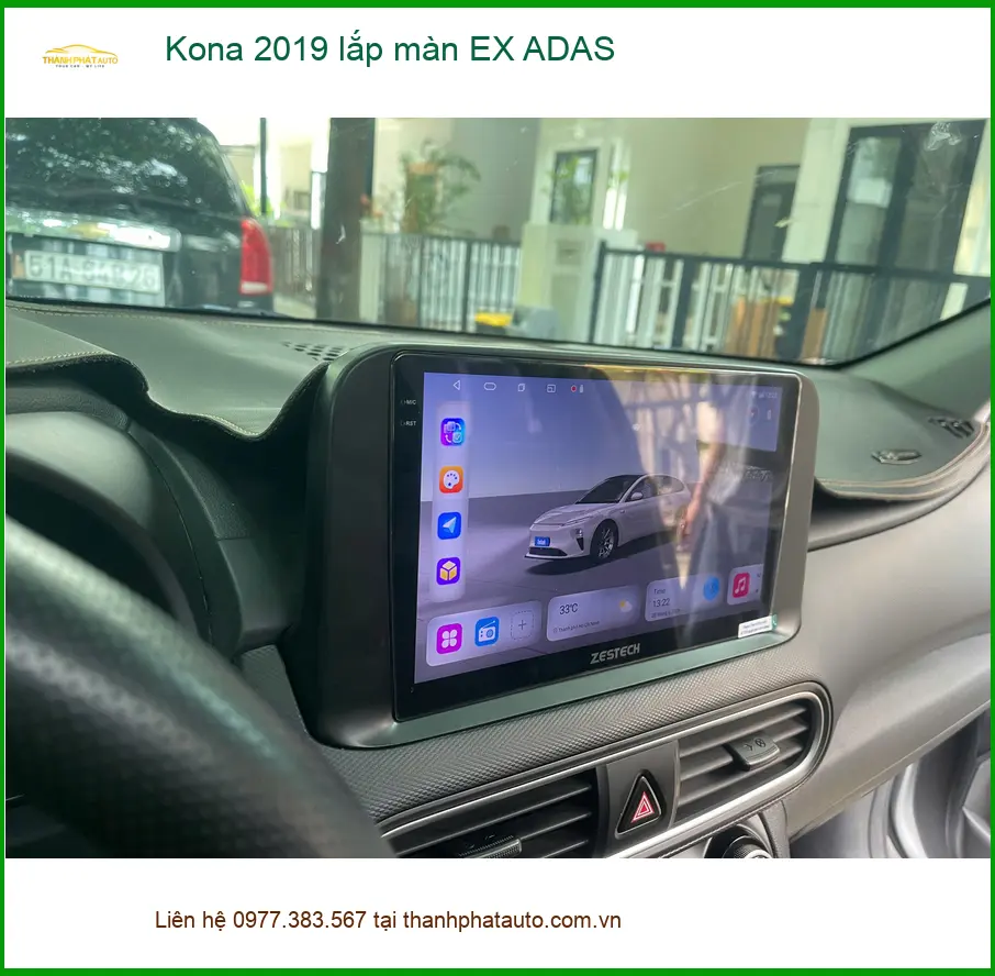 Anh Quý lắp màn hình EX ADAS cho Kona 2019 tại Quận 3 để lái xe an toàn hơn