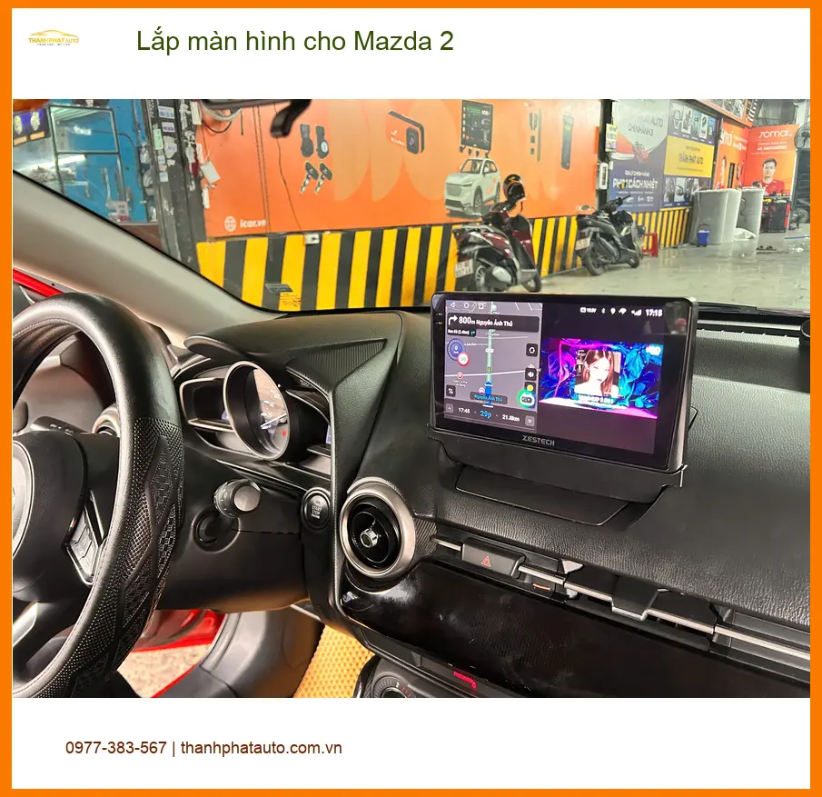 Anh Tấn lắp màn hình Android cho Mazda 2 tại Quận 8 vì màn zin quá mờ ảnh thực tế 2
