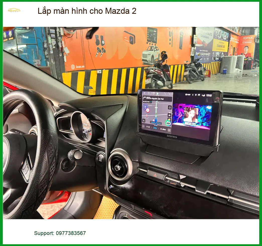 Chị Minh lắp màn hình Android cho Mazda 2 tại Quận 2 để tiện đường đi làm ảnh thực tế 2
