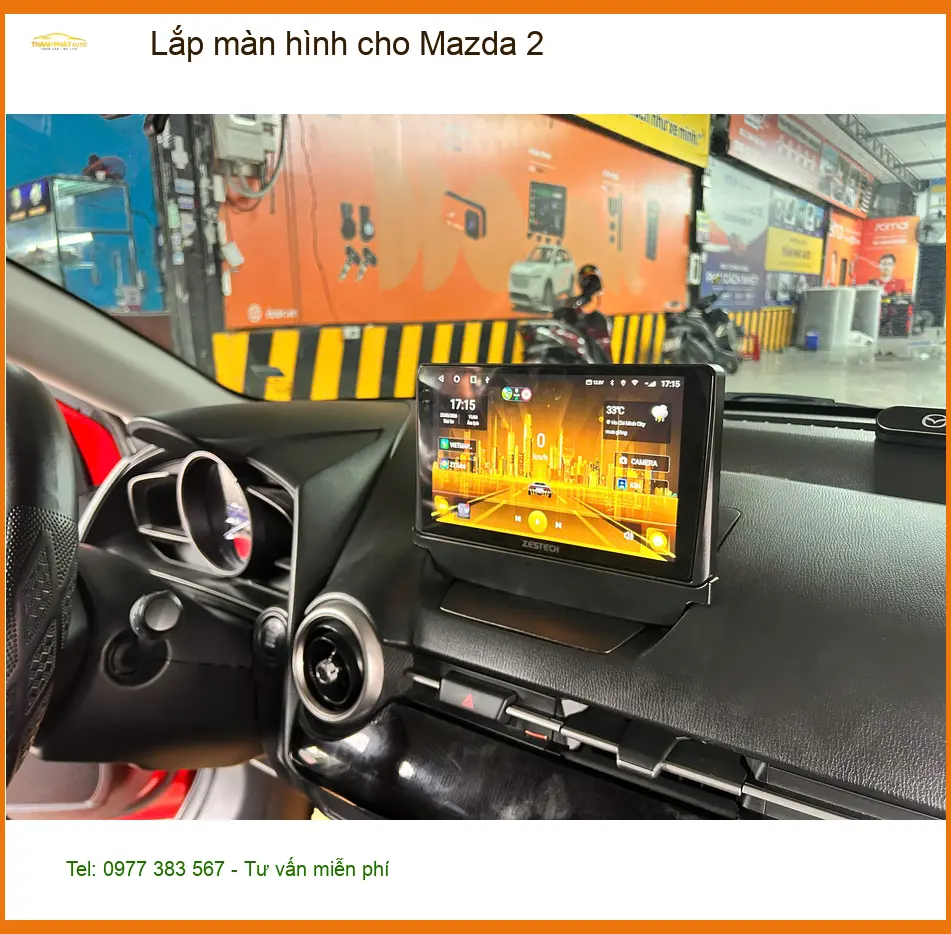 Anh Tấn lắp màn hình Android cho Mazda 2 tại Quận 8 vì màn zin quá mờ ảnh thực tế 4