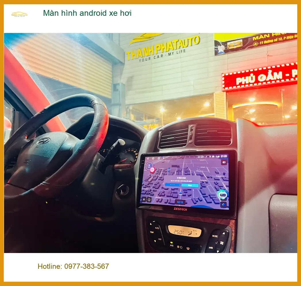 Anh Long lắp màn hình Android xe hơi chính hãng cho Hyundai SantaFe tại Quận 12.