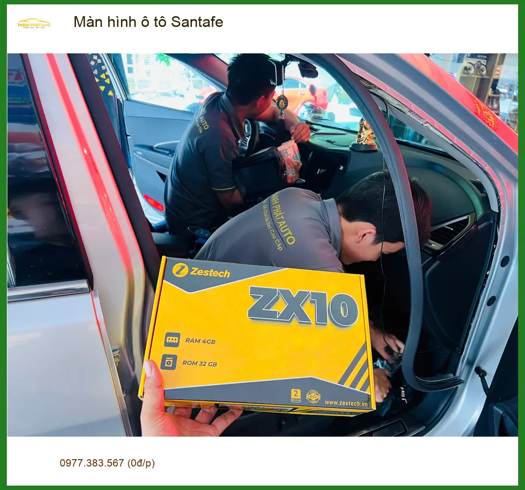Anh Minh lắp màn hình ô tô Santafe tại Quận 9 để tiện giải trí trên xe
