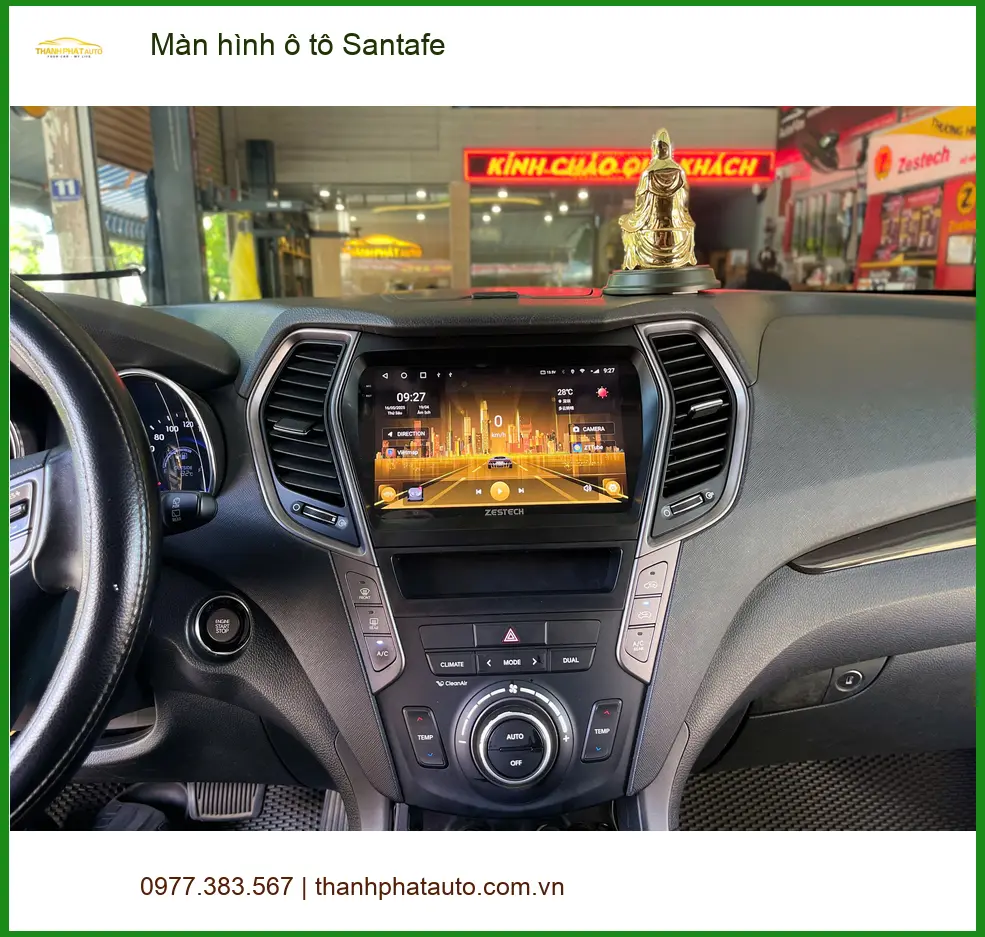 Anh Minh lắp màn hình ô tô Santafe tại Quận 9 để tiện giải trí trên xe ảnh thực tế 3