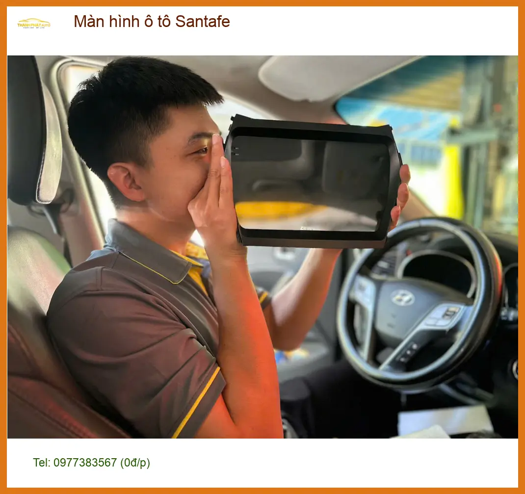 Anh Minh lắp màn hình ô tô Santafe tại Quận 9 để tiện giải trí trên xe ảnh thực tế 4