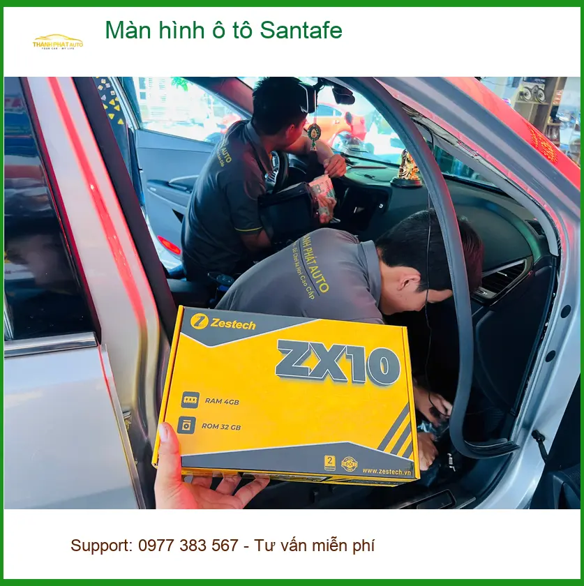 Anh Khang lắp màn hình ô tô Santafe tại Quận Tân Phú để nâng tầm tiện ích
