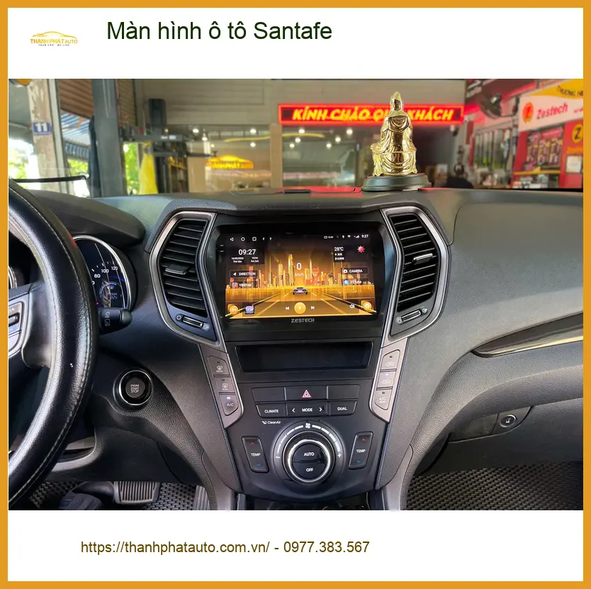 Chị Thảo lắp màn hình ô tô Santafe tại Quận Thủ Đức vì màn zin phản hồi chậm ảnh thực tế 2