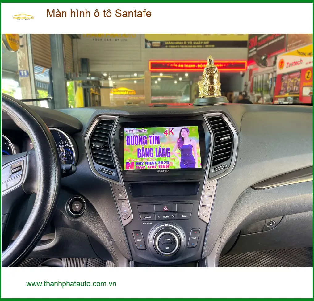 Chị Thảo lắp màn hình ô tô Santafe tại Quận Thủ Đức vì màn zin phản hồi chậm ảnh thực tế 4
