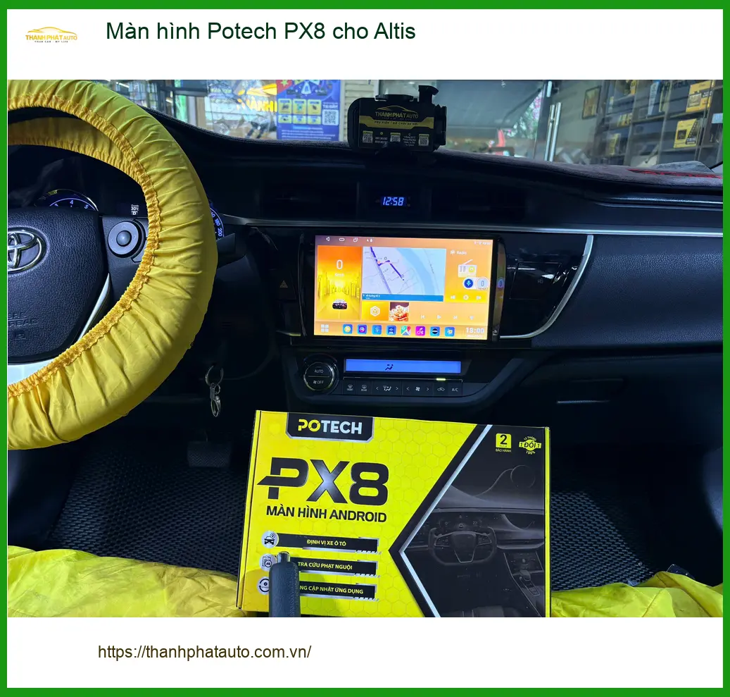 Anh Khang lắp Màn hình Potech PX8 cho Altis ở Thủ Đức, màn hình cũ kém thông minh