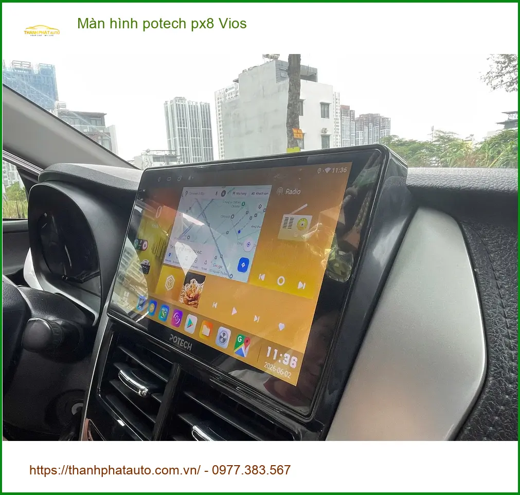 Anh Minh lắp Màn hình Potech PX8 cho Vios tại Quận 4 để trải nghiệm lái tốt hơn
