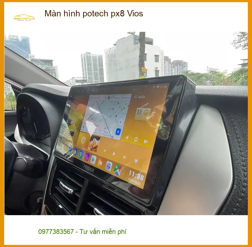 Anh Khang lắp màn hình Potech PX8 cho Vios tại Thủ Đức để nâng tầm trải nghiệm lái ảnh thực tế 2
