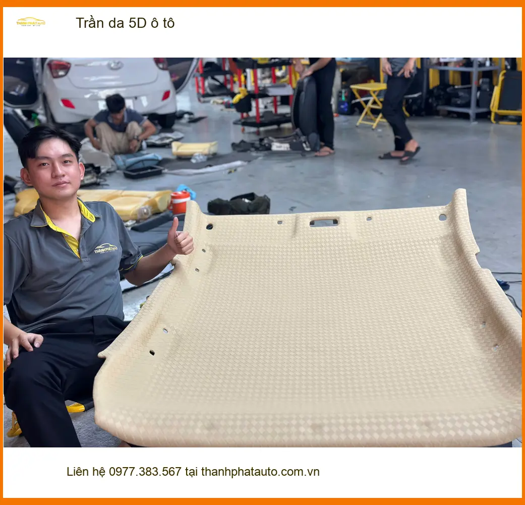 Chú Minh bọc Trần da 5D ô tô Honda CRV Quận 1 chống nóng, tăng vẻ sang trọng ảnh thực tế 4