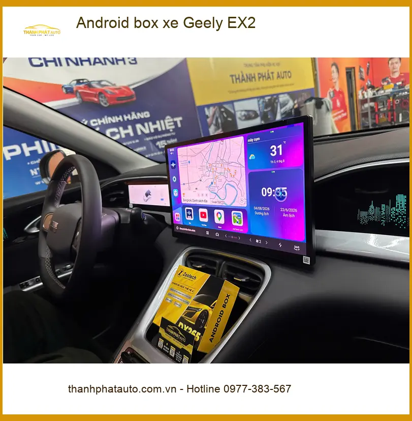 Chú Cường lắp Android box Geely EX2 tại Quận Bình Thạnh xem YouTube ảnh thực tế 2