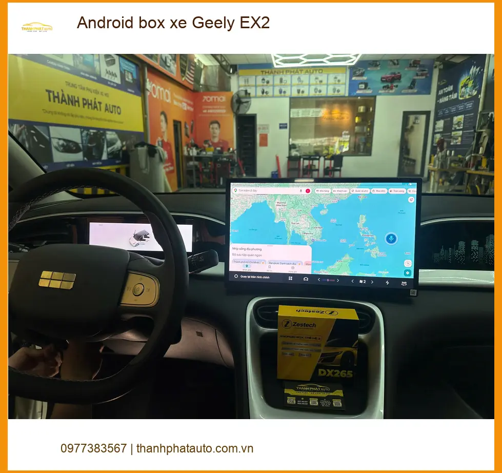 Chị Hồng Vân lắp Android box xe Geely EX2 tại Quận 2 để giải trí trên mọi hành trình ảnh thực tế 2