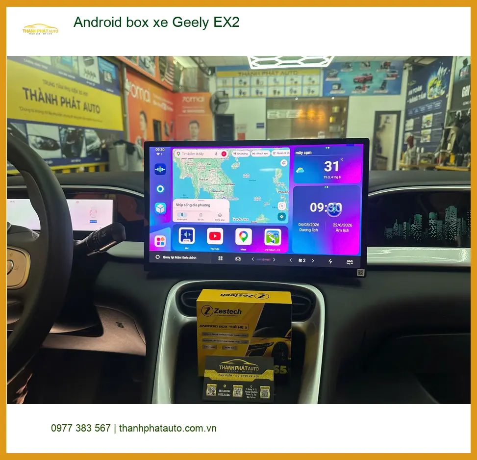 Chú Cường lắp Android box Geely EX2 tại Quận Bình Thạnh xem YouTube ảnh thực tế 3