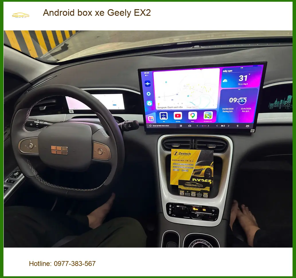 Chị Hồng Vân lắp Android box xe Geely EX2 tại Quận 2 để giải trí trên mọi hành trình ảnh thực tế 3