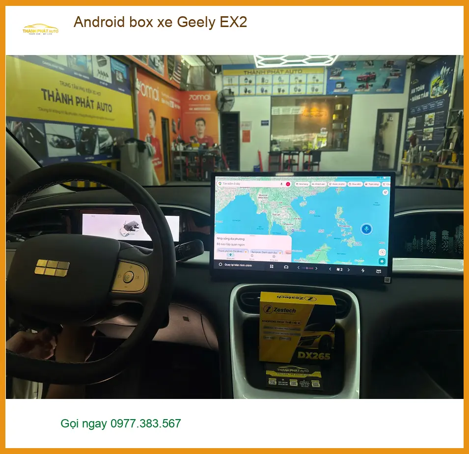 Chú Cường lắp Android box Geely EX2 tại Quận Bình Thạnh xem YouTube ảnh thực tế 4