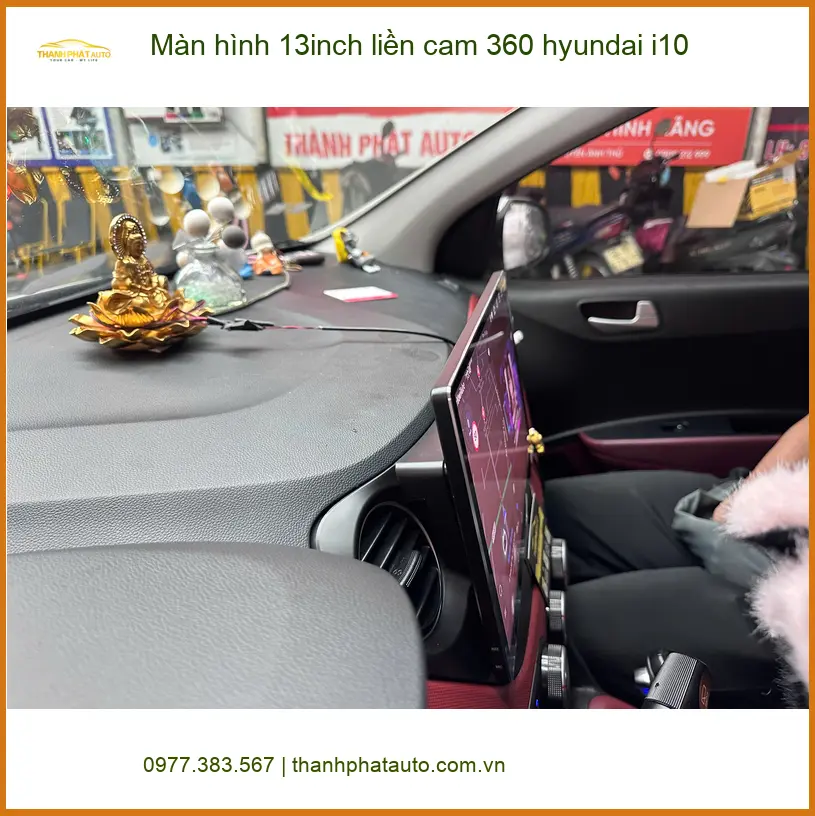 Anh Minh lắp màn hình 13inch liền cam 360 Hyundai i10 tại Quận 12 uy tín, giá tốt ảnh thực tế 3