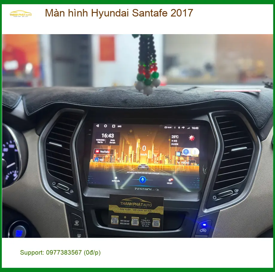 Bác Long lắp màn hình Hyundai Santafe 2017 tại Quận 12 vì màn hình cũ đã lỗi thời ảnh thực tế 5
