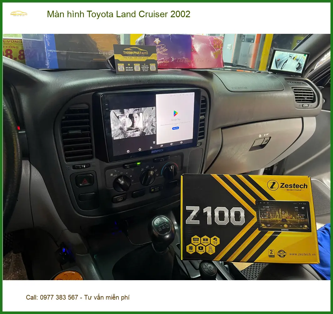 Chú Phi lắp màn hình Android cho Toyota Land Cruiser 2002 tại Quận 9 để xem bản đồ và giải trí ảnh thực tế 4