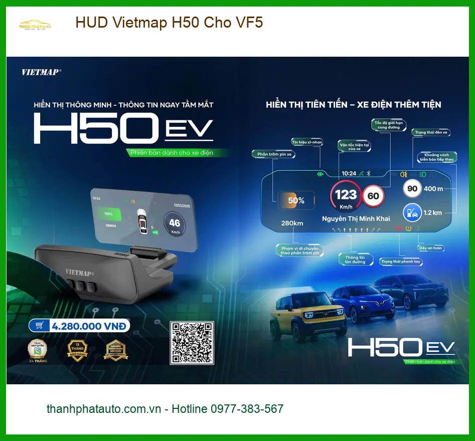 Chị Phương lắp HUD Vietmap H50 cho VinFast VF5 tại Quận 12 để lái xe an toàn hơn