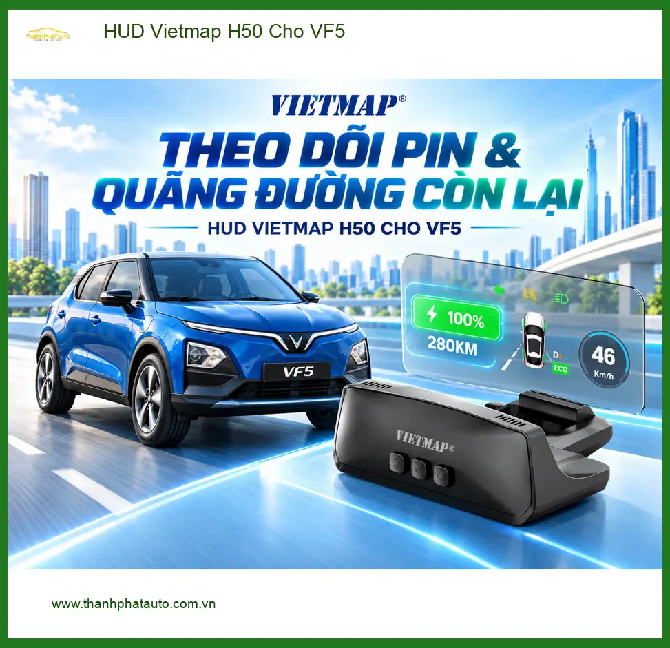 Chị Phương lắp HUD Vietmap H50 cho VinFast VF5 tại Quận 12 để lái xe an toàn hơn ảnh thực tế 2