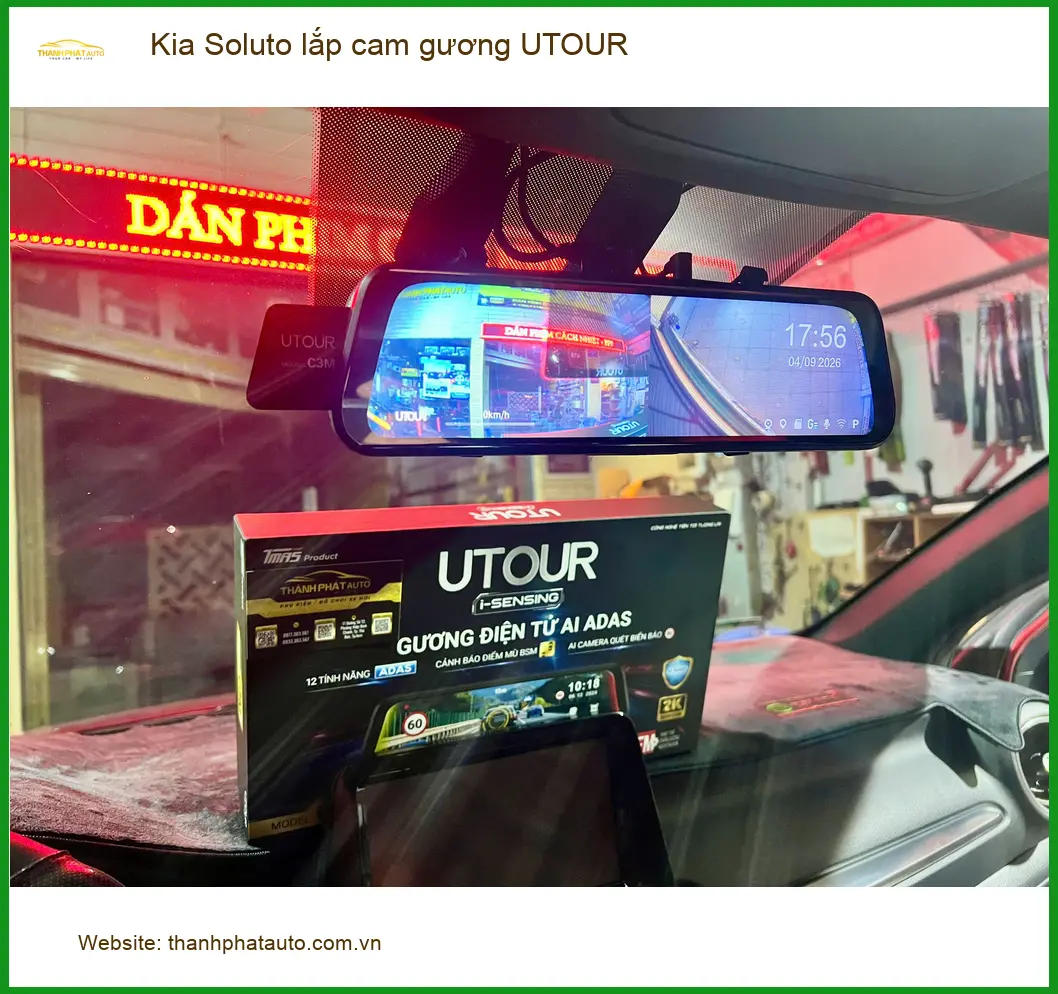 Anh Cường lắp cam gương UTOUR Kia Soluto tại Thủ Đức để tiện theo dõi giao thông