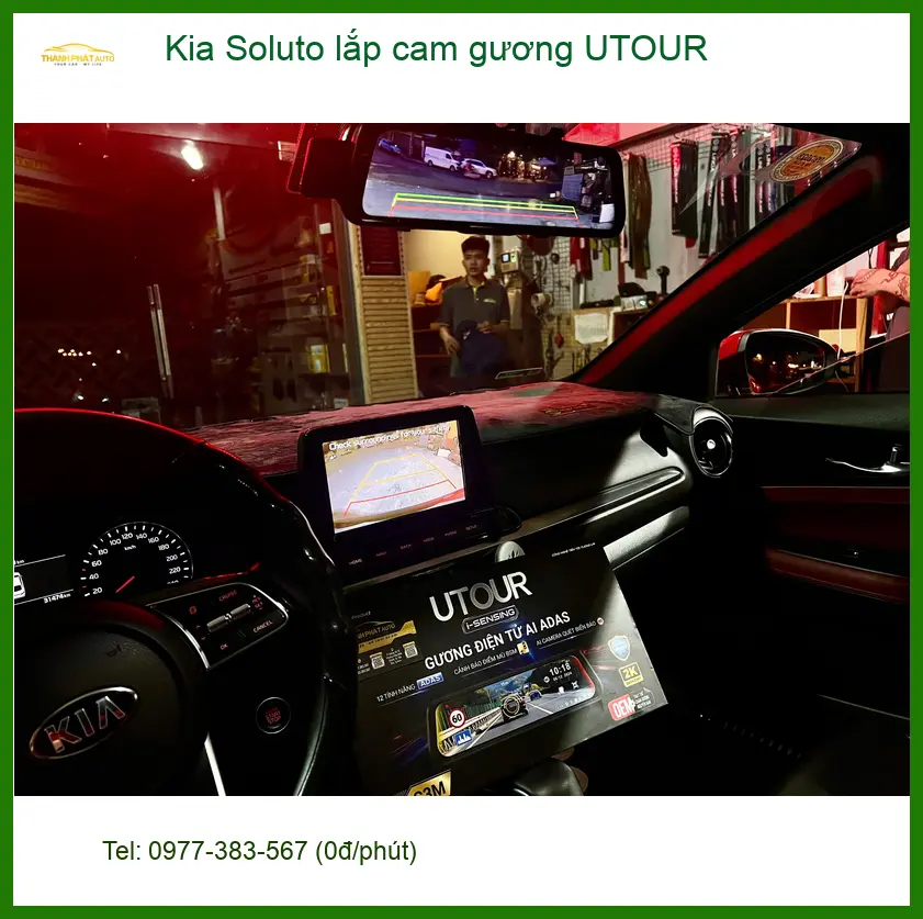 Anh Cường lắp cam gương UTOUR Kia Soluto tại Thủ Đức để tiện theo dõi giao thông ảnh thực tế 2