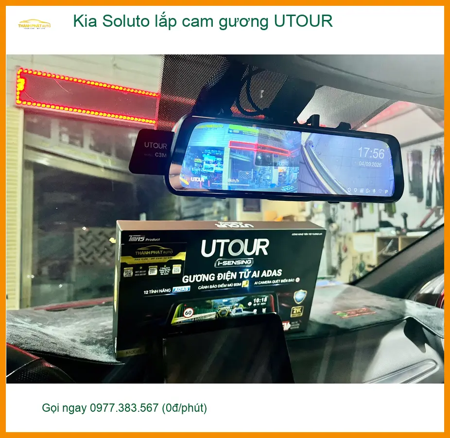 Anh Cường lắp cam gương UTOUR Kia Soluto tại Thủ Đức để tiện theo dõi giao thông ảnh thực tế 3