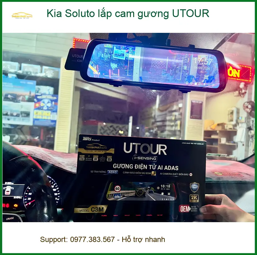 Anh Cường lắp cam gương UTOUR Kia Soluto tại Thủ Đức để tiện theo dõi giao thông ảnh thực tế 4