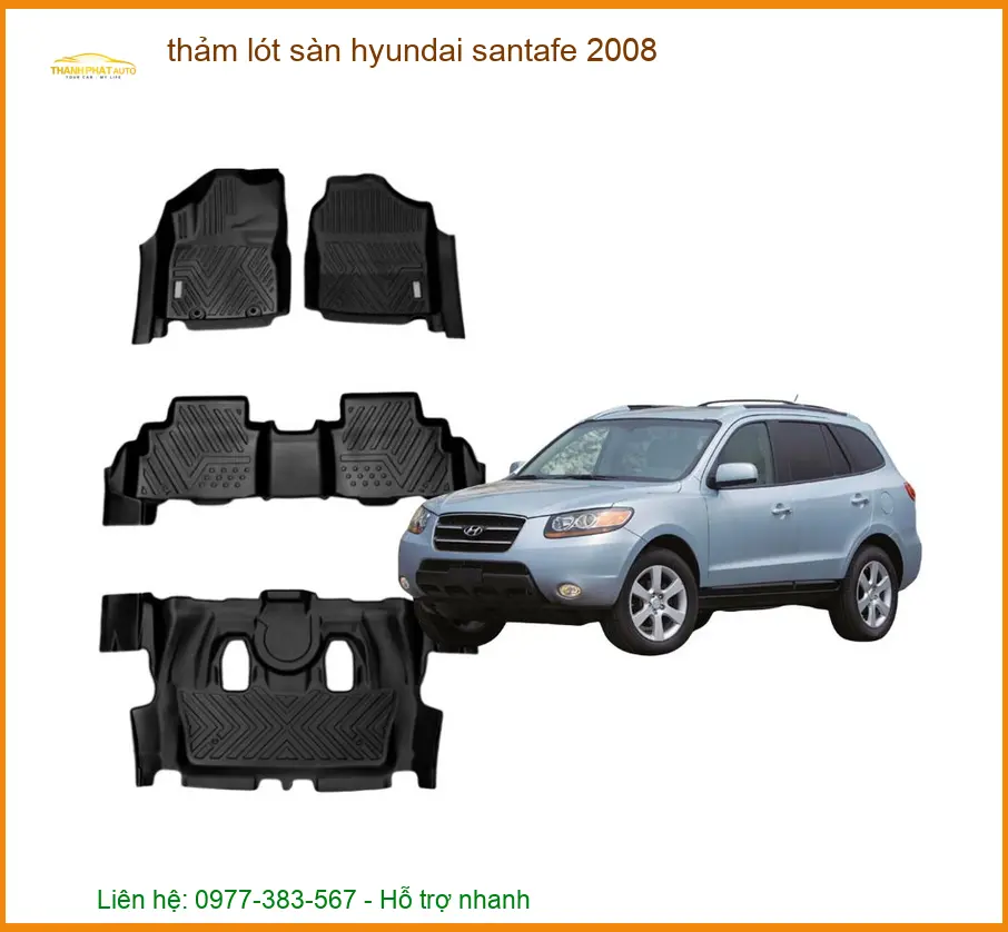 Thảm Lót Sàn Hyundai Santafe 2008 - Địa Chỉ Lắp Đặt Uy Tín TPHCM