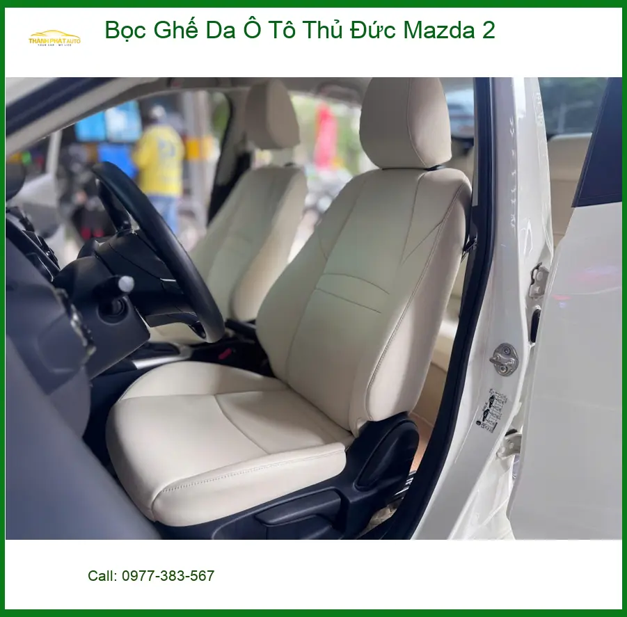 Anh Khang bọc ghế da ô tô Mazda 2 tại Thủ Đức để nội thất xe trông mới và sang trọng hơn ảnh thực tế 4