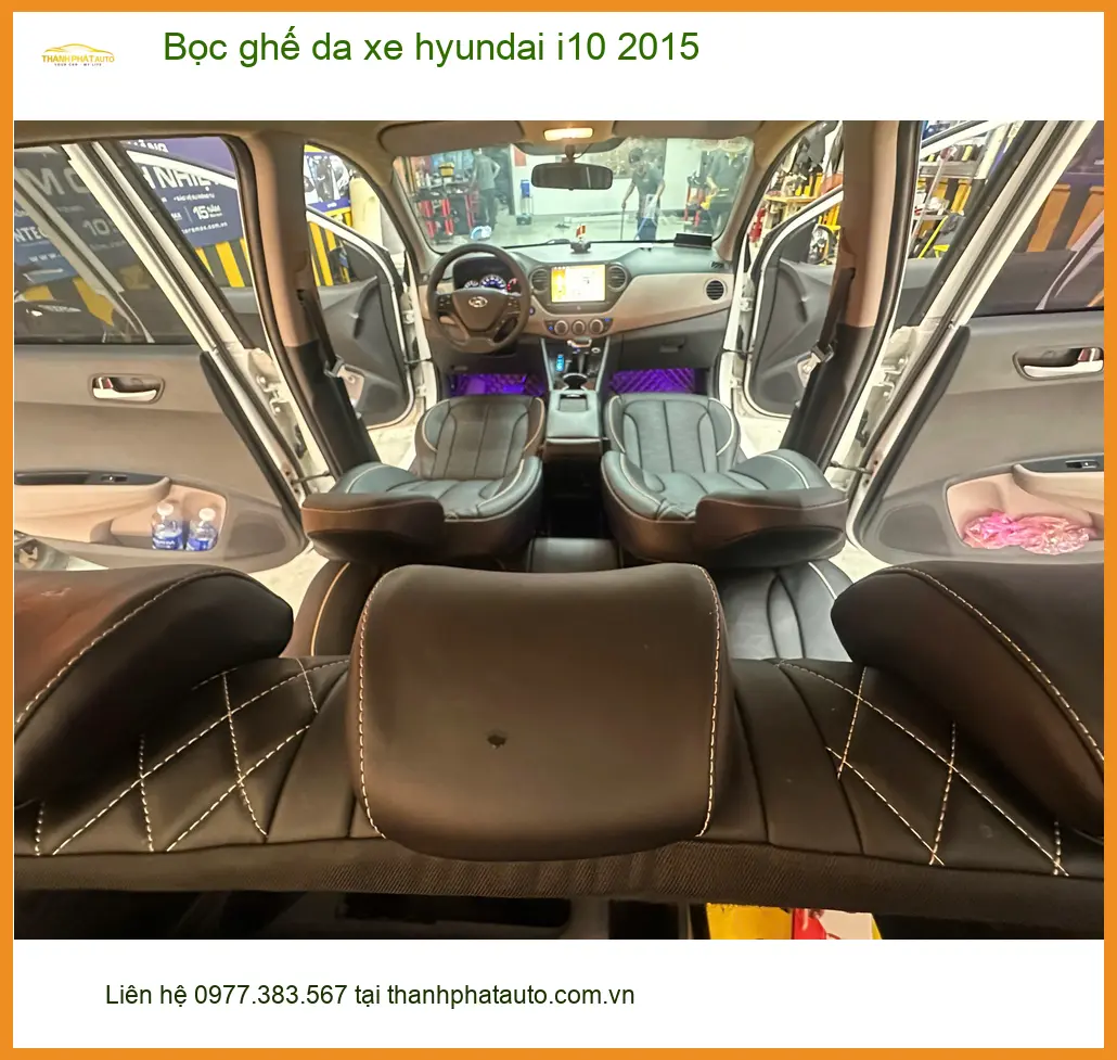 Anh Hưng bọc ghế da Hyundai i10 2015 tại Bình Chánh vì ghế cũ đã xuống cấp ảnh thực tế 2
