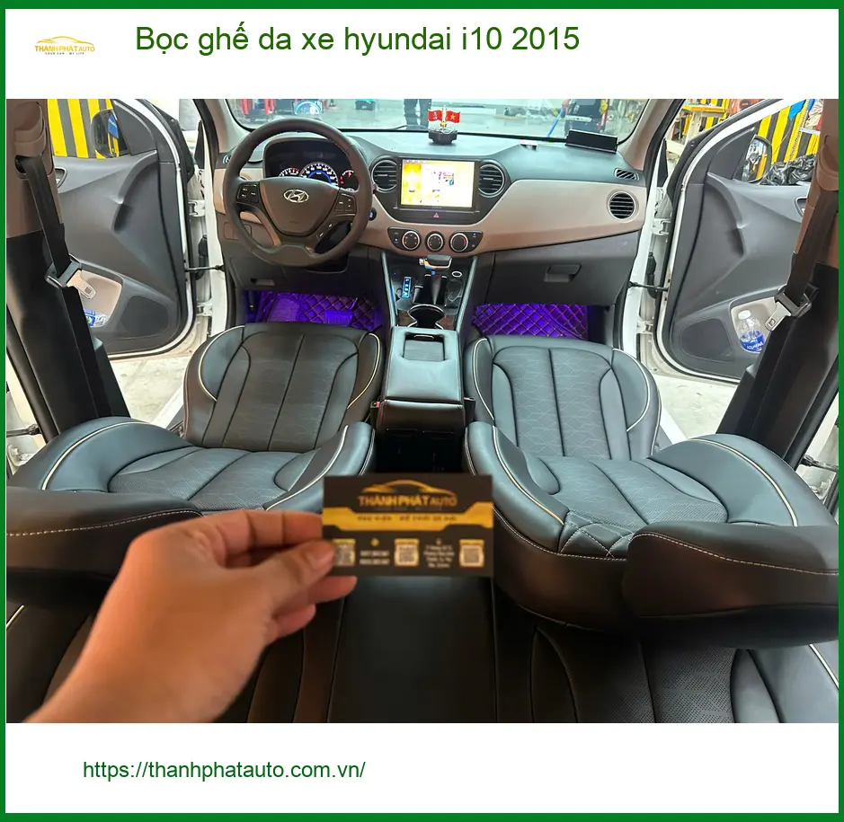 Anh Hưng bọc ghế da Hyundai i10 2015 tại Bình Chánh vì ghế cũ đã xuống cấp ảnh thực tế 5