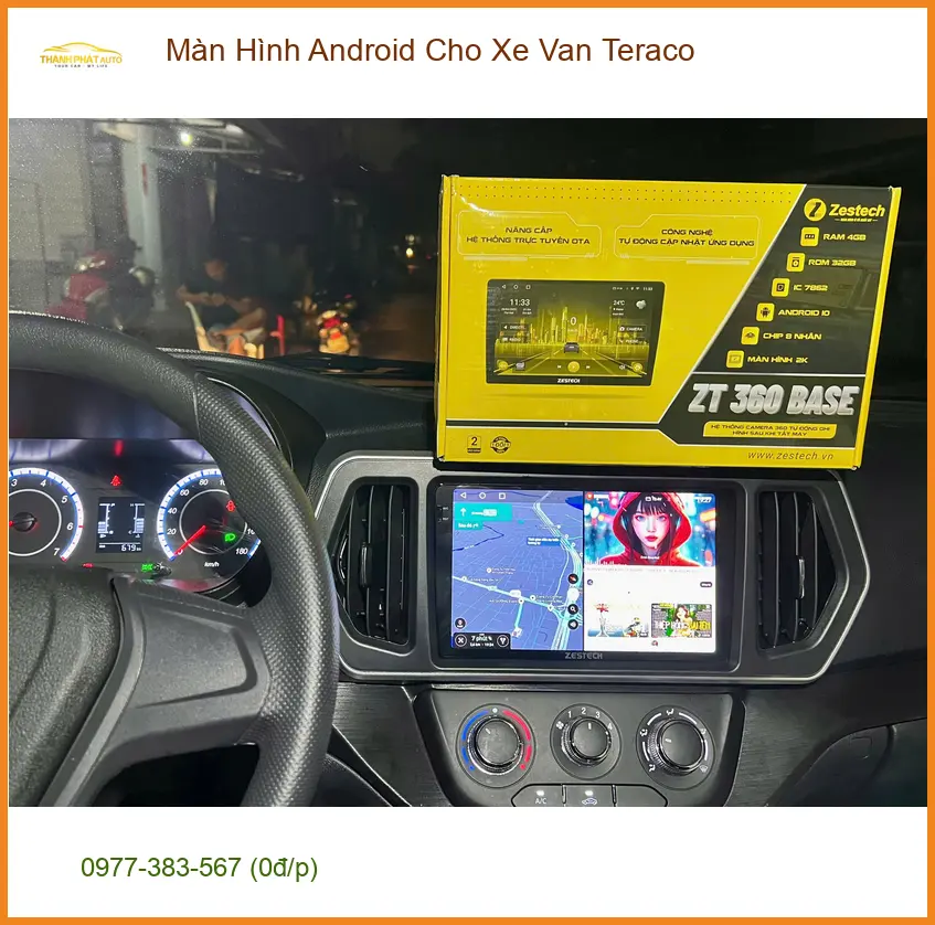 Chị Thảo lắp Màn Hình Android Xe Van Teraco tại Thủ Đức vì màn zin cũ ảnh thực tế 3
