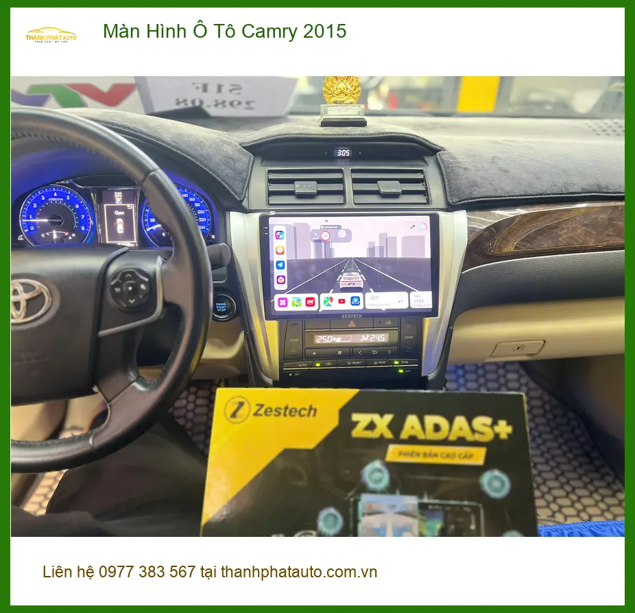 Chị Thảo lắp màn hình ô tô Camry 2015 tại Quận 9 vì màn hình zin đã cũ ảnh thực tế 2