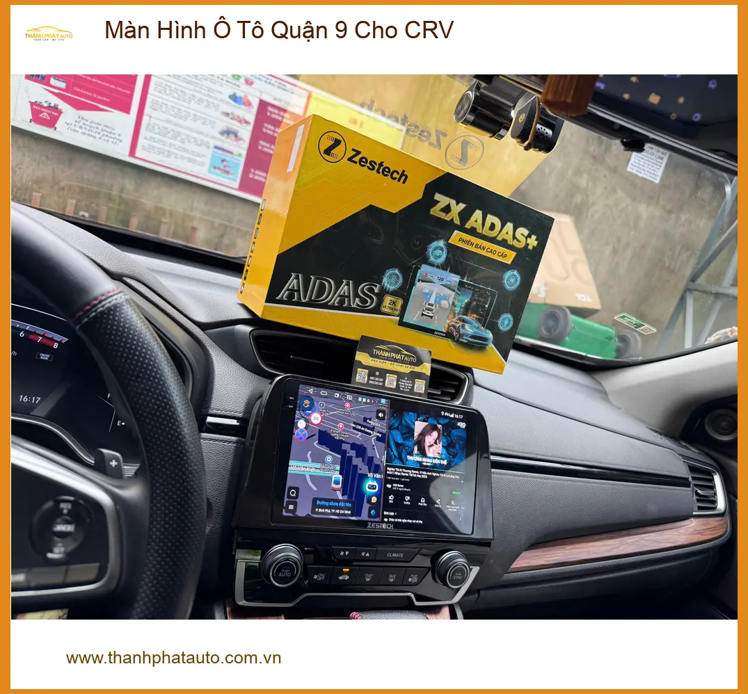 Chị Lan Anh lắp màn hình ô tô cho CRV tại Quận 9 để tiện đi làm hàng ngày ảnh thực tế 4