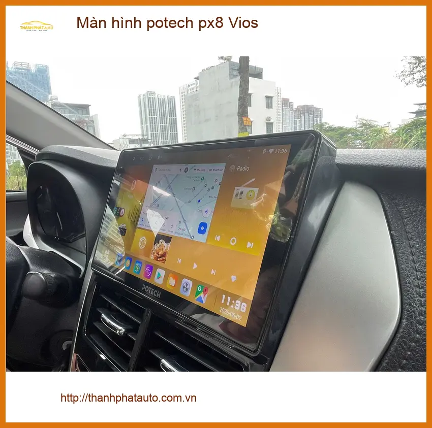 Anh Dũng lắp Màn hình Potech PX8 cho Toyota Vios tại Quận Tân Bình sau màn zin cũ chậm ảnh thực tế 2